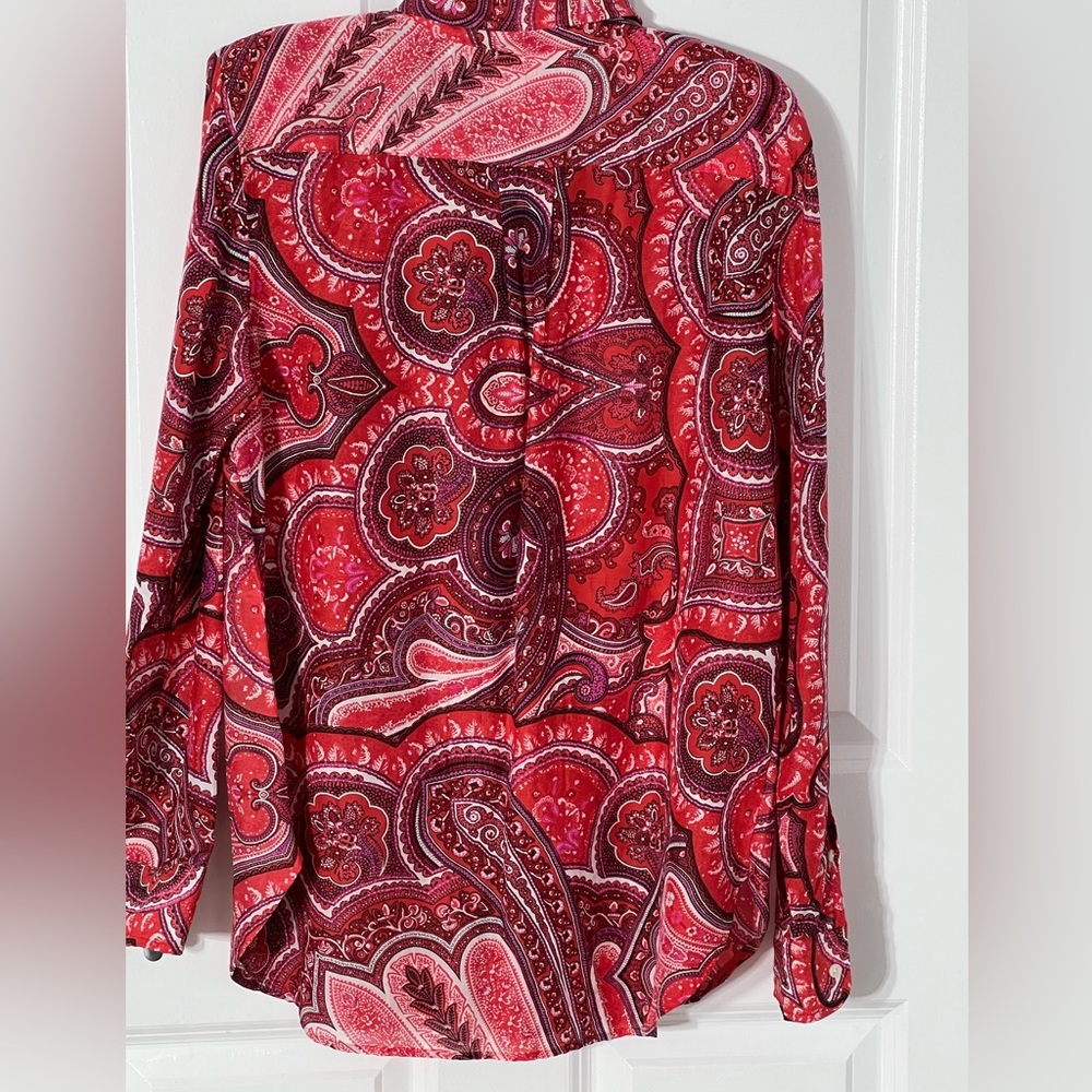 Lauren Ralph - Women’s Paisley-Print Shirt /Long Sleeve / Buttondown Blouse - Picture 9 of 11